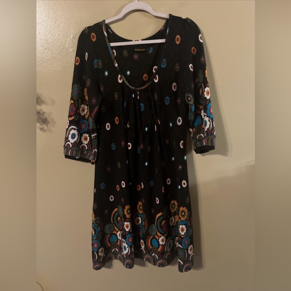 Reborn Women's Multicolored 3/4 Sleeve Floral Dress SizeXL.  C